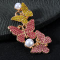 Rhinestone Triple Butterfly Cluster Pendant With Faux Pearl view 10