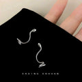 Silver Gold Tone Snake Ear Climber Earrings Green Eyes view 4