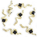 Wavy Snake Square Crystal Metal Charms, 22 Colorways view 6