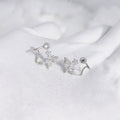 Crystal Leaf Cluster Stud Earrings in Polished Metal view 4