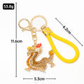 Rhinestone Chinese Dragon Keychain Enamel Charm Braided Cords view 3