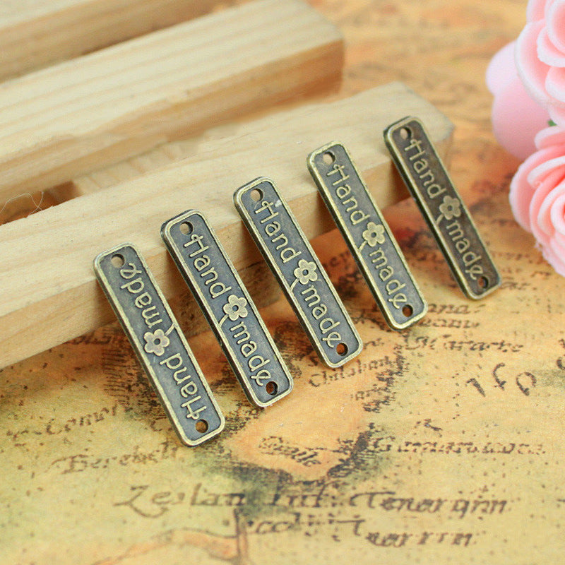 25x6mm Double-Hole Handmade Letter Charm Pendant for DIY Jewelry
