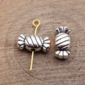 Wrapped Candy Bead In Antique Silver For Jewelry Making view 2