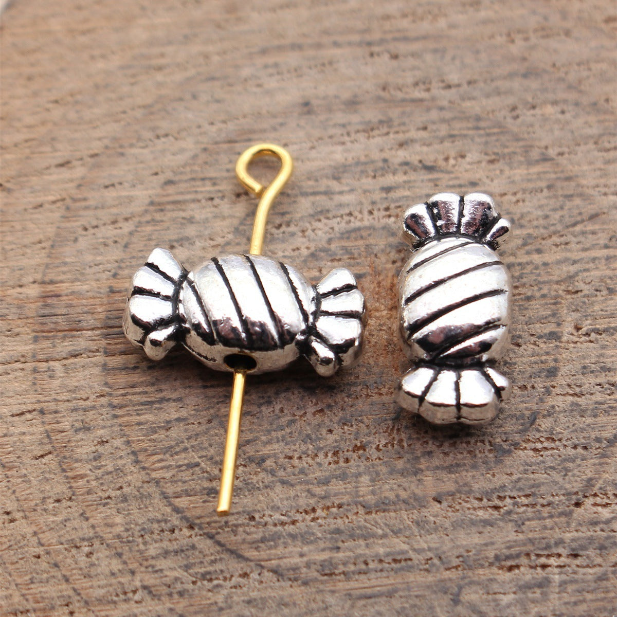 14x6.6x5.4mm 1.6g Antique Silver Tone Zinc Alloy Candy Loose Metal Beads for DIY Bracelet Jewelry