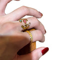 Gold Twisted Band Ring Multicolor Tiny Inset Stones view 5