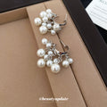 White Beaded Cluster Drop Earrings With Silver Tone Hooks view 4