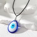 Teardrop Resin Evil Eye Pendant Necklaces on Black Cords view 6