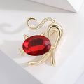 Crystal Cat Brooch Blue Red Green Black Five Styles view 3