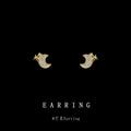 Gold Mini Crescent Moon Star Stud Earrings Pavé Zircon view 4