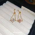 Gold Adjustable Chain Ring Pink Flower Crystal Cluster view 4