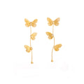 Gold Tone Butterfly Chain Tassel Long Stud Earrings view 5