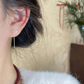 Silver Crystal Snowflake Threader Earrings with Fine Chains view 4