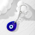 Silver Tone Round Glass Evil Eye Split Ring Keychains in Seven Colors view 2