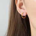 Gold Tone Plain Round Hoop Earrings Multiple Sizes Smooth Finish view 7