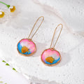 Round Gold Frame Pressed Flower Drop Earrings 8 Styles view 7