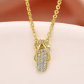 Gold Tone Flip Flop CZ Pendant Necklace or Stud Earrings view 2