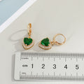 Gold Tone Heart Crystal Halo Huggie Drop Earrings in Two Colors view 2