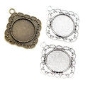 Square Scalloped Pendant Bezel Settings in Two Finishes view 5