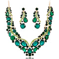 Black Silver Tone Emerald Crystal Leaf Crystal Seven Designs Metal Necklace view 5