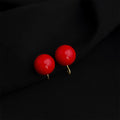 Gold Mosquito Coil Clip Earrings Assorted Wine Red Charms view 12