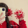 Red Or Pink White Spider Lily Floral Duckbill Hair Clip Design view 4