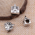 Dimensional Castle Large-Hole Antique Silver Metal Bead view 2