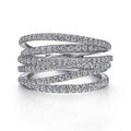 Layered Curved Pave Wide Ring In Gold And Silver Tones view 3