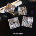 Clear Square Crystal Cluster Stud Earrings Statement Jewelry view 1