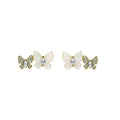 White and Crystal Look Triple Butterfly Stud Earrings view 5