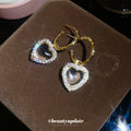 Gold Heart Crystal Drop Earrings Fashion Jewelry Accessories view 4
