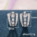 Silver Clear CZ Double U Curve Stud Earrings Alloy view 5