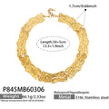 Wide Hammered Texture Link Choker Necklace Gold Steel Tones view 6
