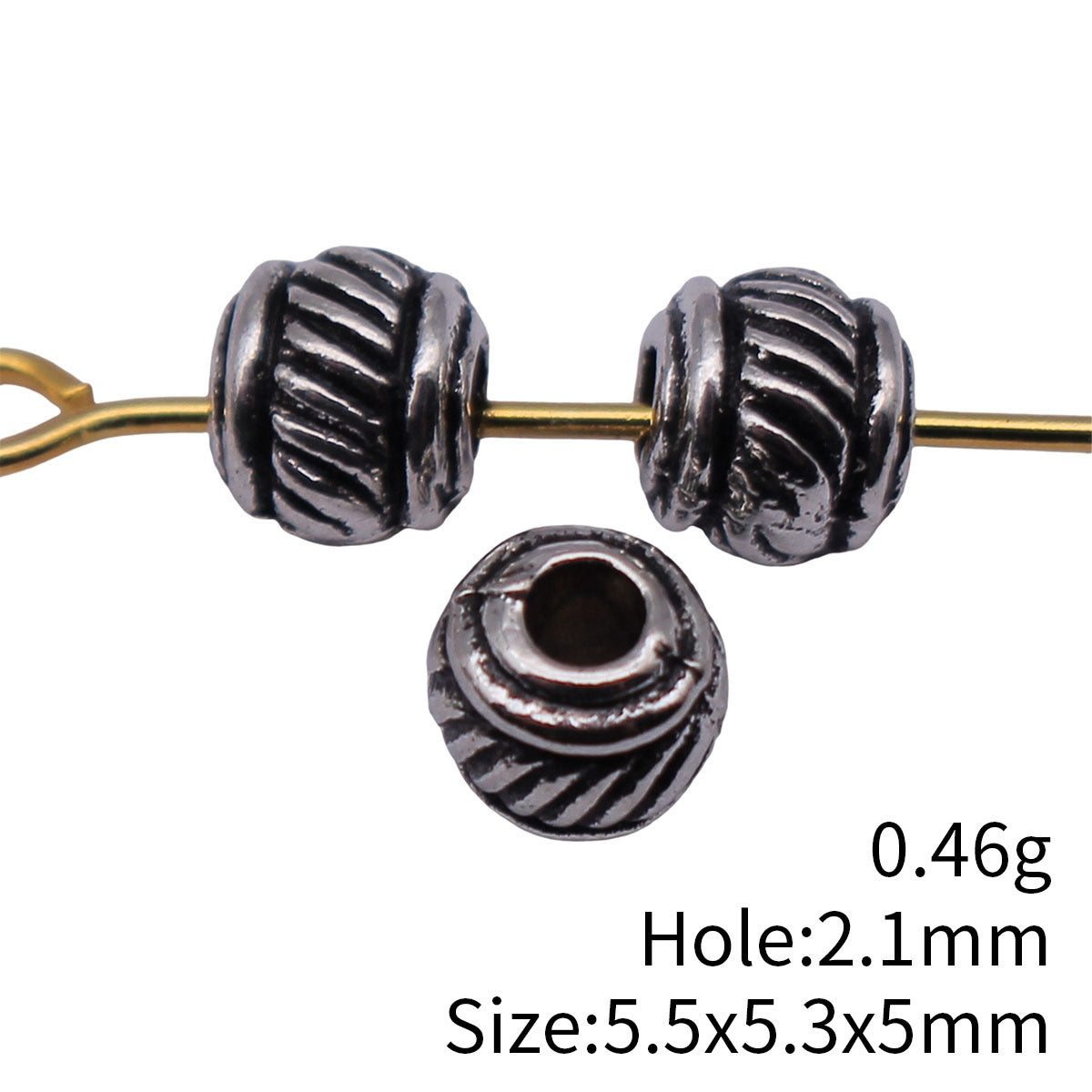 5.5x5.3x5mm 0.46g Antique Silver Zinc Alloy Textured Round Spacer Beads for Bracelet Jewelry Making