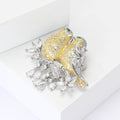 Two-Tone Crystal Lovebird Branch Brooch With Dangling Accents view 2