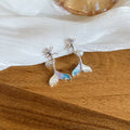 Mermaid Tail Pearl Drop Ear Clips in Gold and Silver view 6