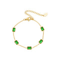 Square Emerald Green Zircon Station Bracelet Gold Or Steel view 5