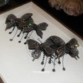 Silver Crystal Butterfly Mesh Duckbill Hair Clips Pair view 4