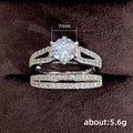 Silver Tone Round Crystal Four Piece Ring Set Jewelry view 5