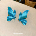 Turquoise Blue Sculpted Butterfly Stud Earrings Jewelry view 4