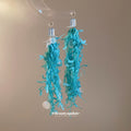 Colorful Shard Cluster Long Dangle Stud Earrings with Polished Metal Details view 4