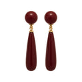 Long Teardrop Pearl Stud Earrings With Polished Metal Tone Details view 5