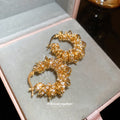 Pair of Metal Tone Gold Tone Crystal Wreath Hoop Earrings view 4