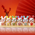 Jeweled Eyeglass Rabbit Keychain with White Enamel and Crystal Details view 2
