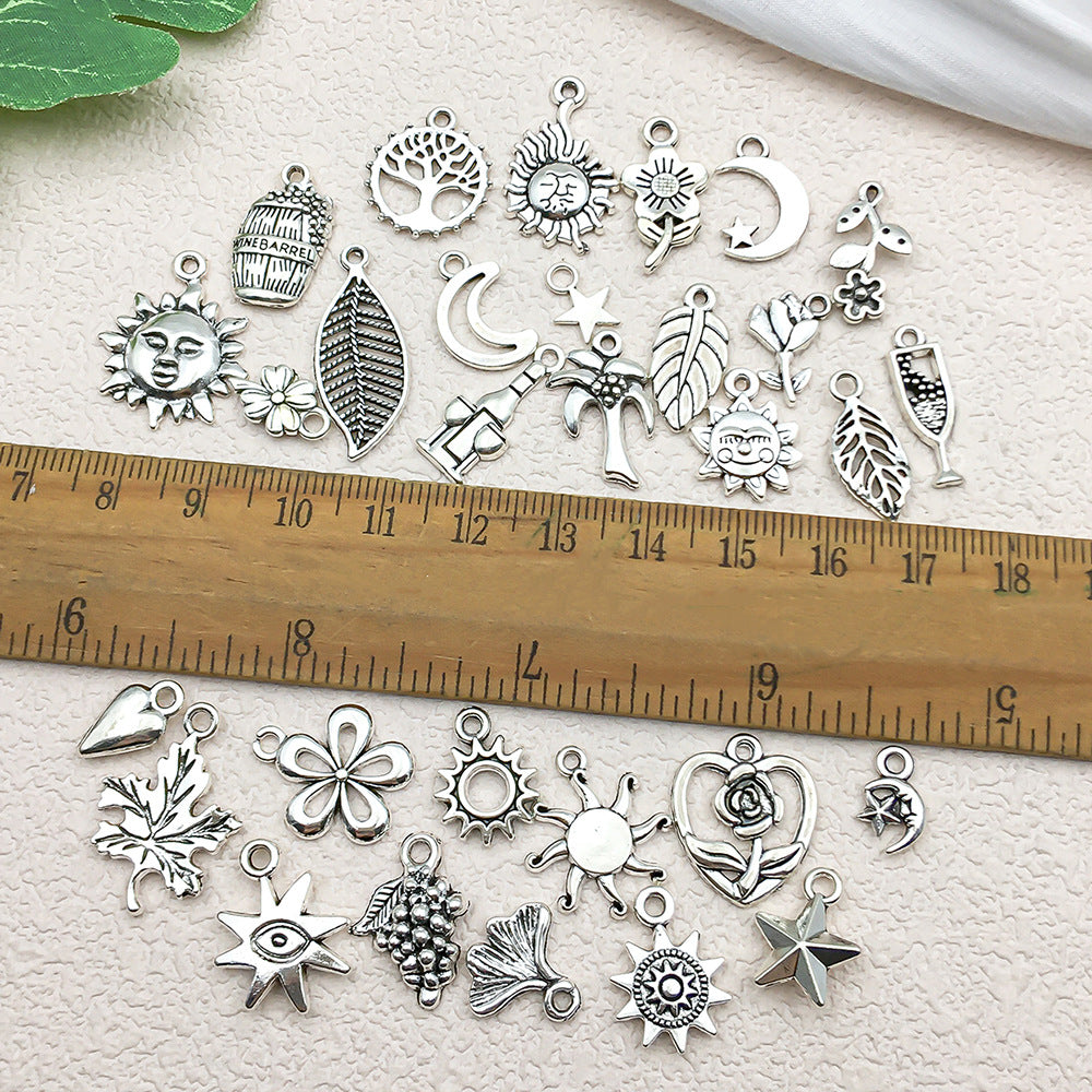 Zinc Alloy Star Moon Sun Leaf Rose Flower Charm Pendants for DIY Bracelet Necklace