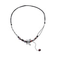 Black Cord Butterfly Pendant Necklace Beaded Drop Chain view 5