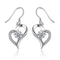 Silver Tone Open Heart Crown Clear Stone Drop Hook Earrings view 5