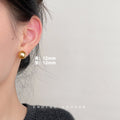 Gold Glass Pearl Round Ball Stud Earrings Two Sizes view 3