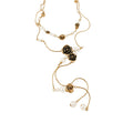 Gold Tone Layered Black Flower Pearl Drop Necklace view 5
