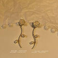 White Rose Gold Tone Branch And Irregular Pearl Long Earrings view 3