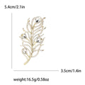 Pearl Crystal Feather Brooch Gold Or Silver Tone Metal view 4